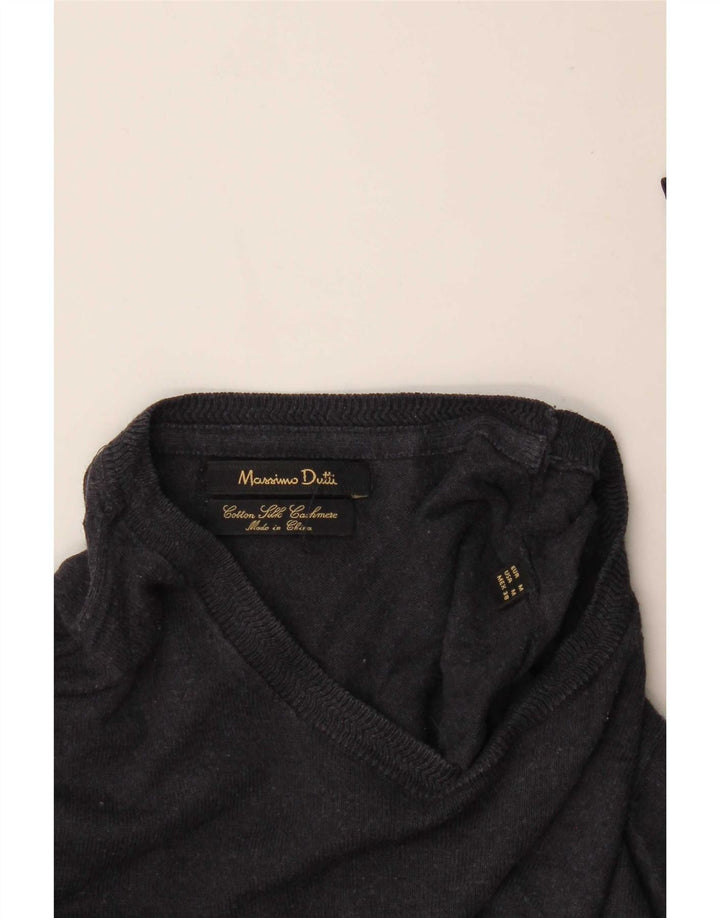 Massimo Dutti Damen-Pullover mit Rundhalsausschnitt, mittelmarineblaue Baumwolle