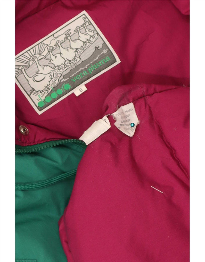 Diadora Wattierte Herrenjacke mit Kapuze, UK 36, Größe S, grünes Colourblock-Polyester