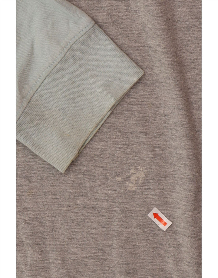 Fat Face Herren-Oberteil, langärmelig, mittelgrau, Colourblock-Baumwolle