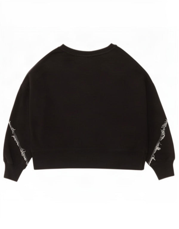 All Saints Damen Crop Oversized Sweatshirt Pullover UK 6 XS Schwarz Baumwolle
