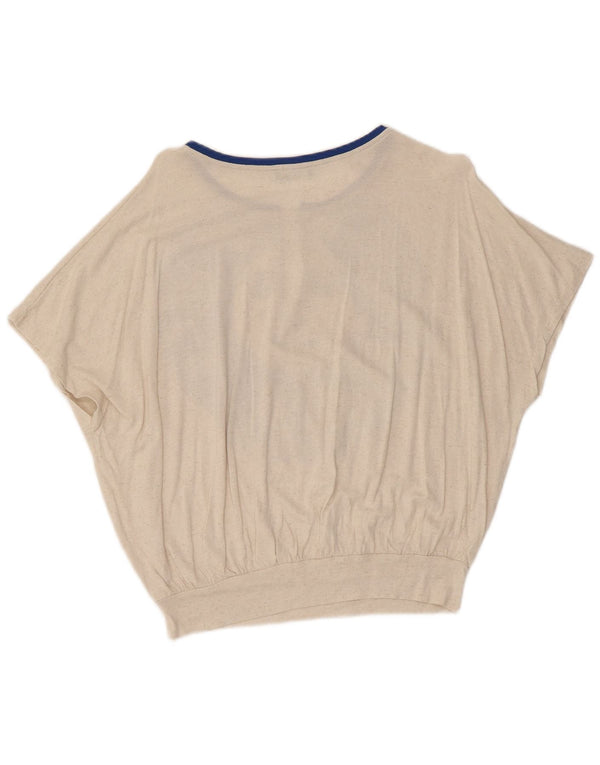 Benetton Damen Crop Batwing Bluse Top UK 14 Medium Off White