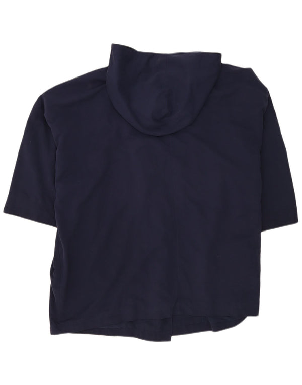 Benetton Damen-Übergröße-Zweireihermantel mit Kapuze, UK 18, XL, Marineblau