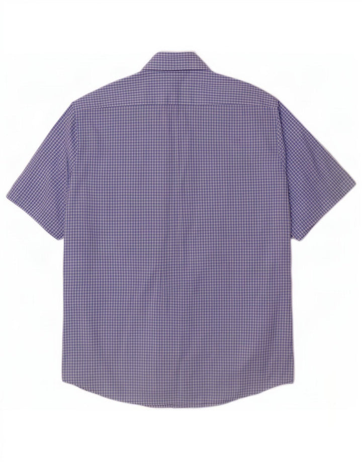 Hugo Boss Herren-Hemd, kurzärmelig, normale Passform, groß, blau kariert