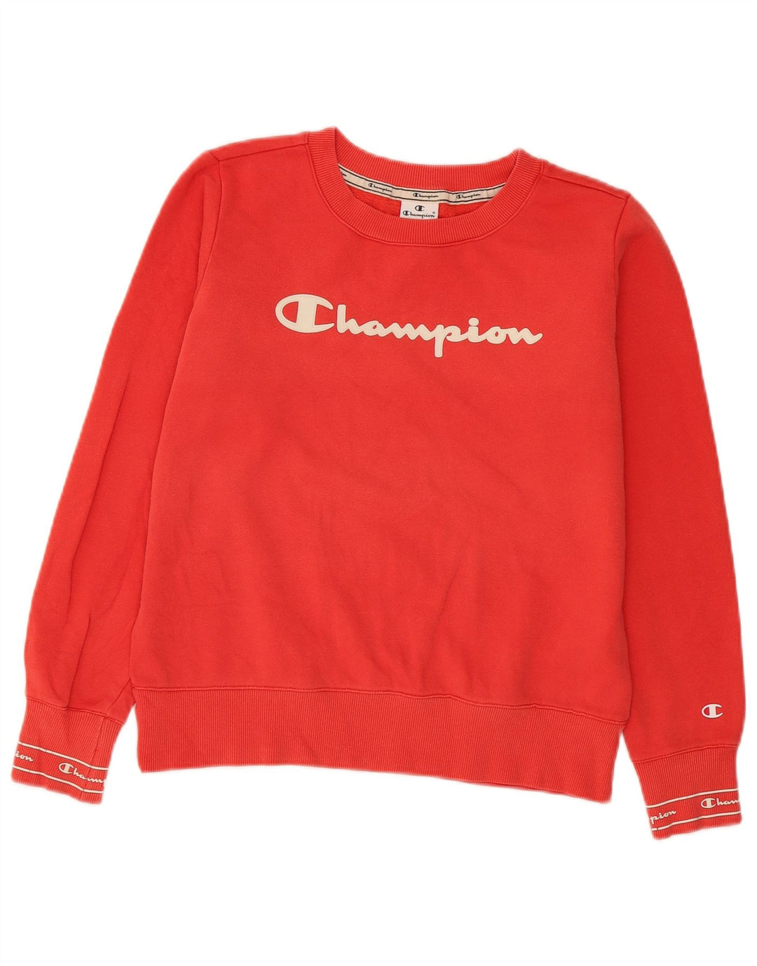 Champion Womens Graphic Sweatshirt Pullover UK 12 Mittelrote Baumwolle