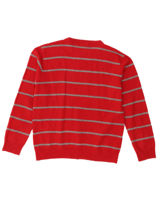 Gant Damen-Pullover mit Rundhalsausschnitt, UK 14, große rot gestreifte Lammwolle