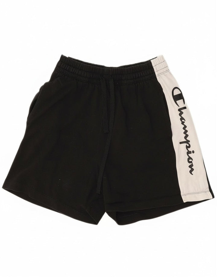 Champion Womens Graphic Sport Shorts UK 12 Mittelschwarz Farbblock