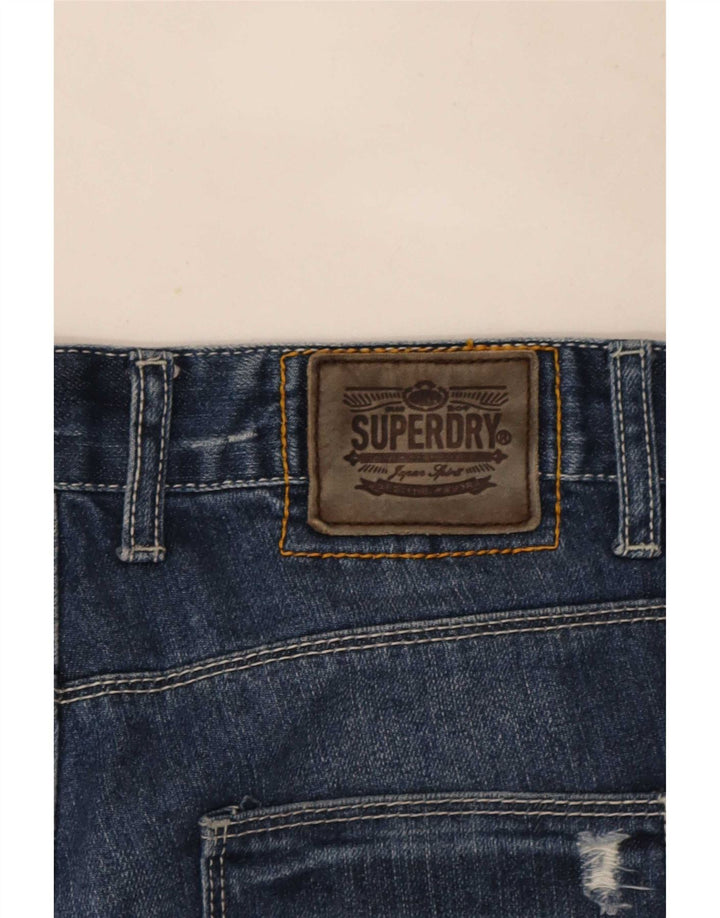 Superdry Herren Distressed Denim Shorts W30 Mittelblaue Baumwolle