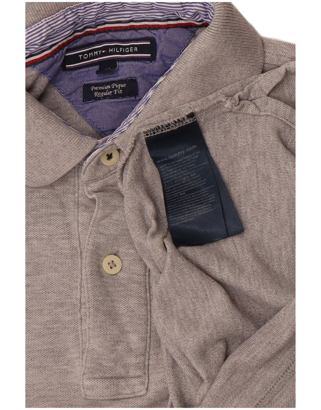 TOMMY HILFIGER Herren-Poloshirt mit normaler Passform, mittelgraue Baumwolle