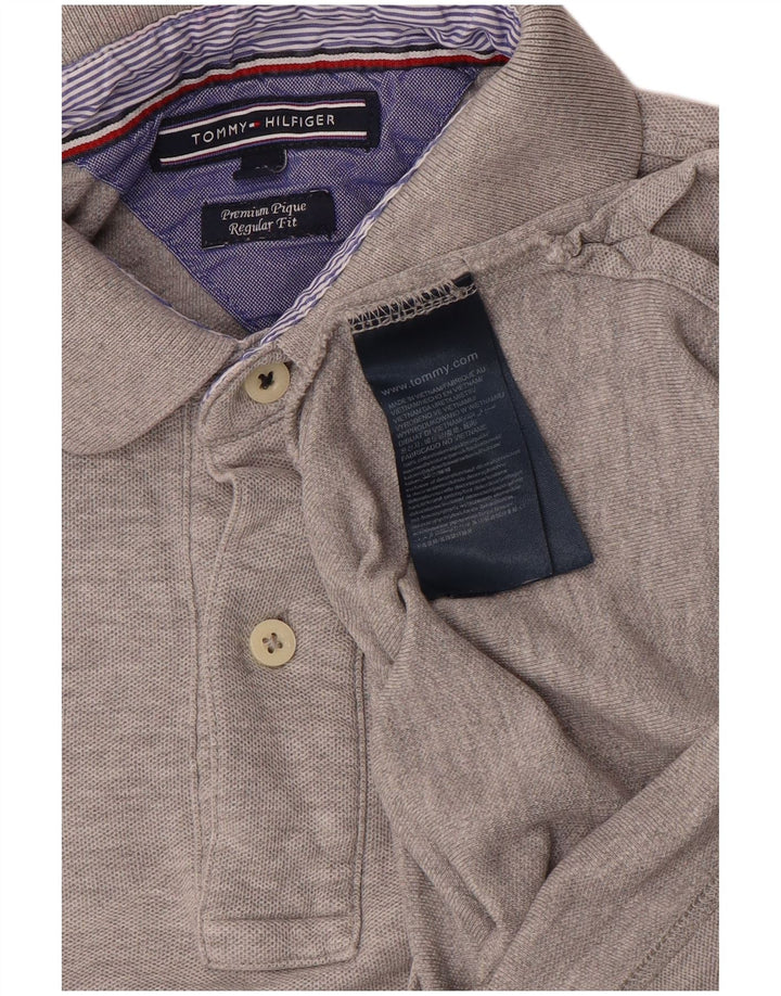 TOMMY HILFIGER Herren-Poloshirt mit normaler Passform, mittelgraue Baumwolle