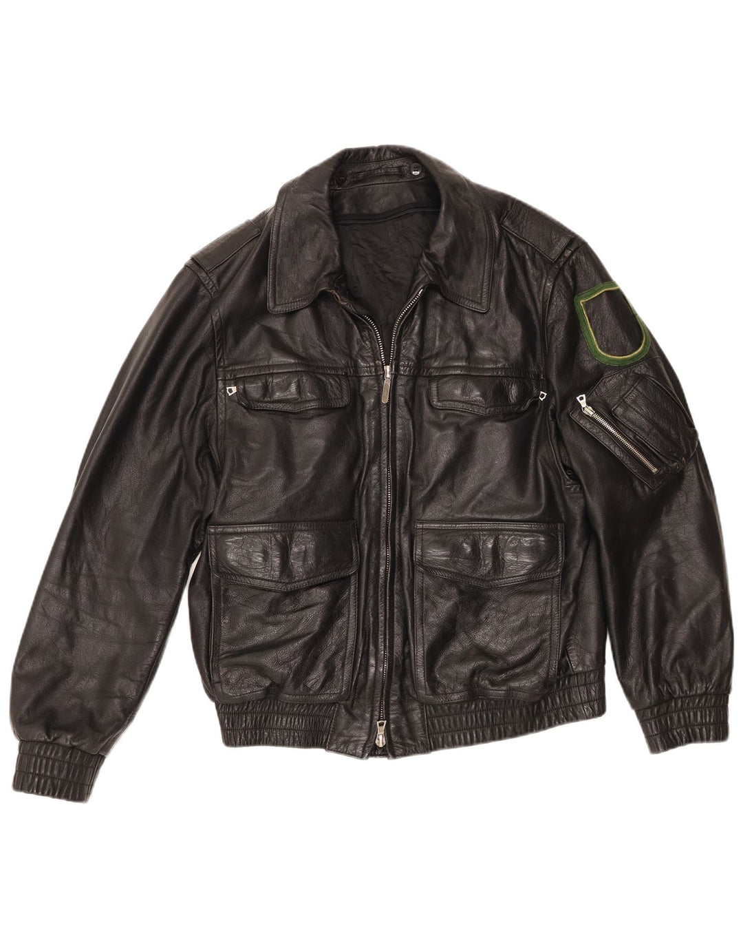 Vintage Herren Lederjacke EU 48 Mittelschwarzes Leder