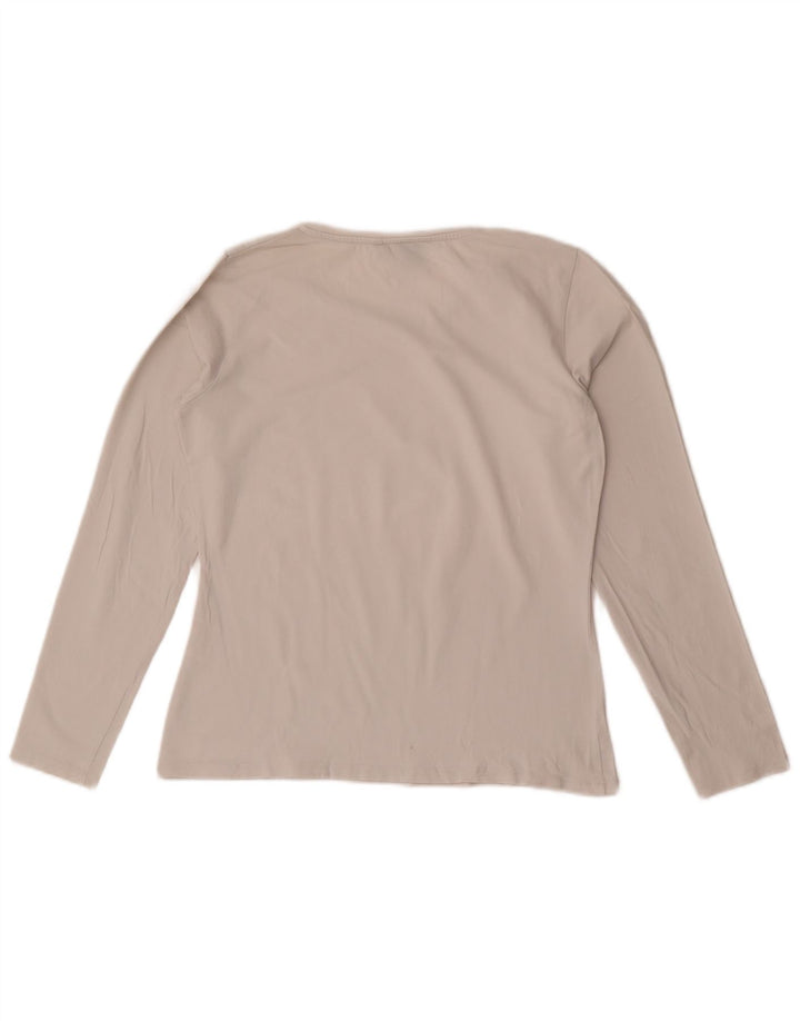Gant Damen Top Langarm UK 14 Large Weiße Baumwolle