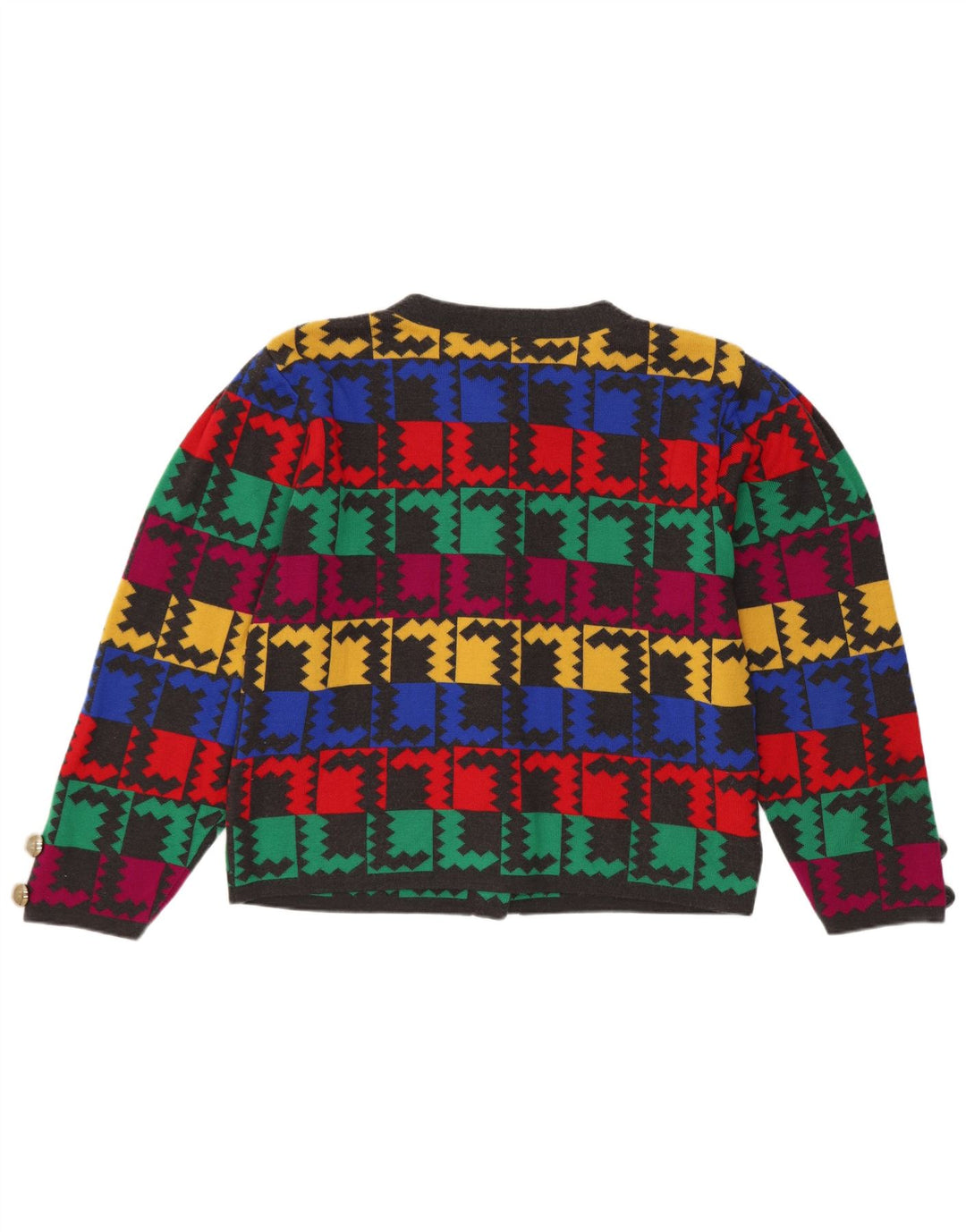 Bode Damen Crop Cardigan Pullover UK 14 Mittel Mehrfarbig Geometrisch