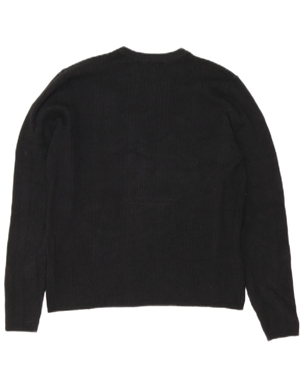 Marks & Spencer Damen-Pullover mit Rundhalsausschnitt, UK 14, Größe L, schwarze Viskose