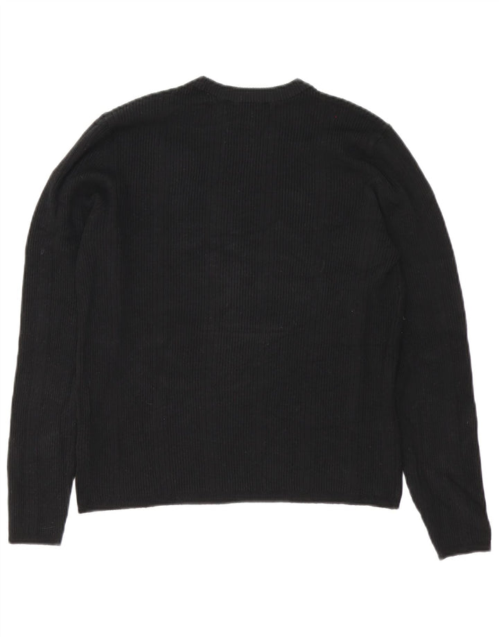 Marks & Spencer Damen-Pullover mit Rundhalsausschnitt, UK 14, Größe L, schwarze Viskose