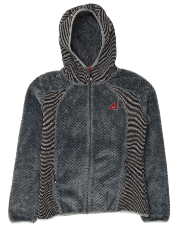 Alpenplus Damen-Fleecejacke mit Kapuze, UK 14, Mittelgrau, Farbblock