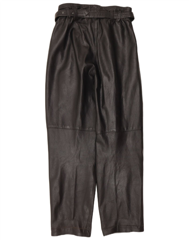 Vintage Damen gerade Lederhose IT 42 Medium W30 L30 Schwarz