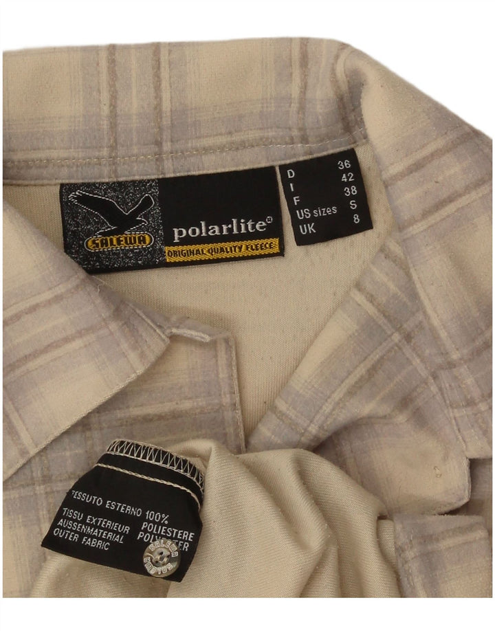 SALEWA Polarlite-Flanellhemd für Damen, Größe S, Beige, Karomuster, Polyester