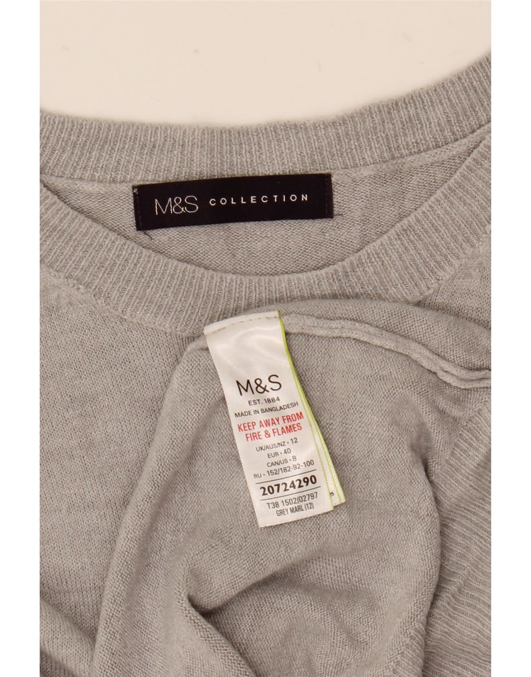 Marks & Spencer Damen-Pullover mit U-Boot-Ausschnitt, UK 12, Mittelgrau, Acryl