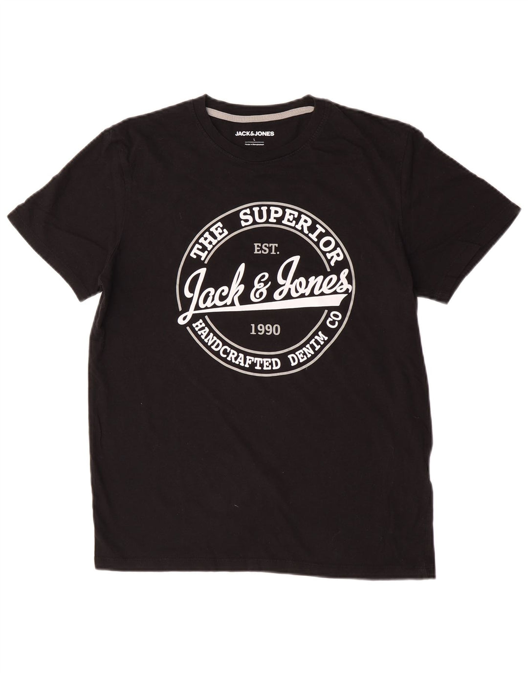Jack & Jones Herren-T-Shirt mit Grafik, groß, aus schwarzer Baumwolle
