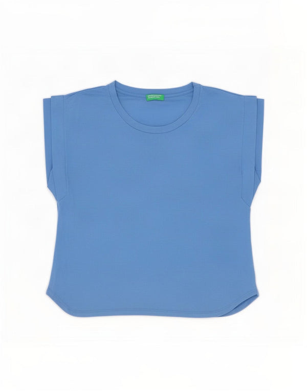 Benetton Damen-Weste-Top, UK 18, XL, blaue Baumwolle