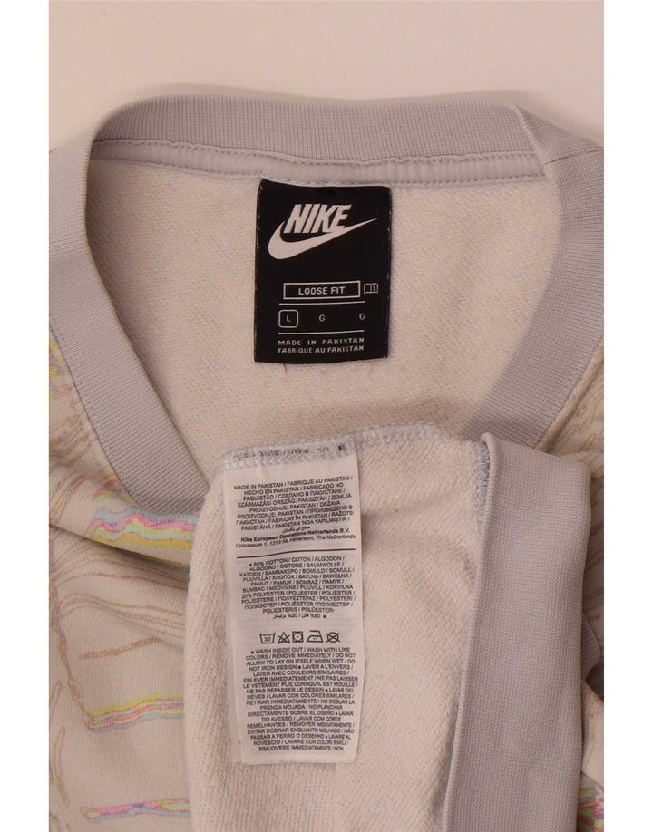 Nike Damen-Sweatshirt mit abstraktem Muster, Gr. 16, groß, gebrochenes Weiß