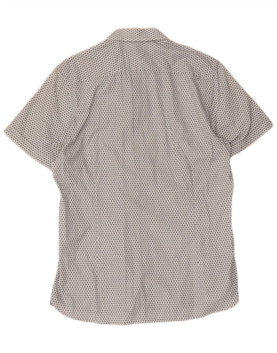 Ted Baker Herren-Kurzarmhemd, Größe 3, Mittelweiß, geometrische Baumwolle