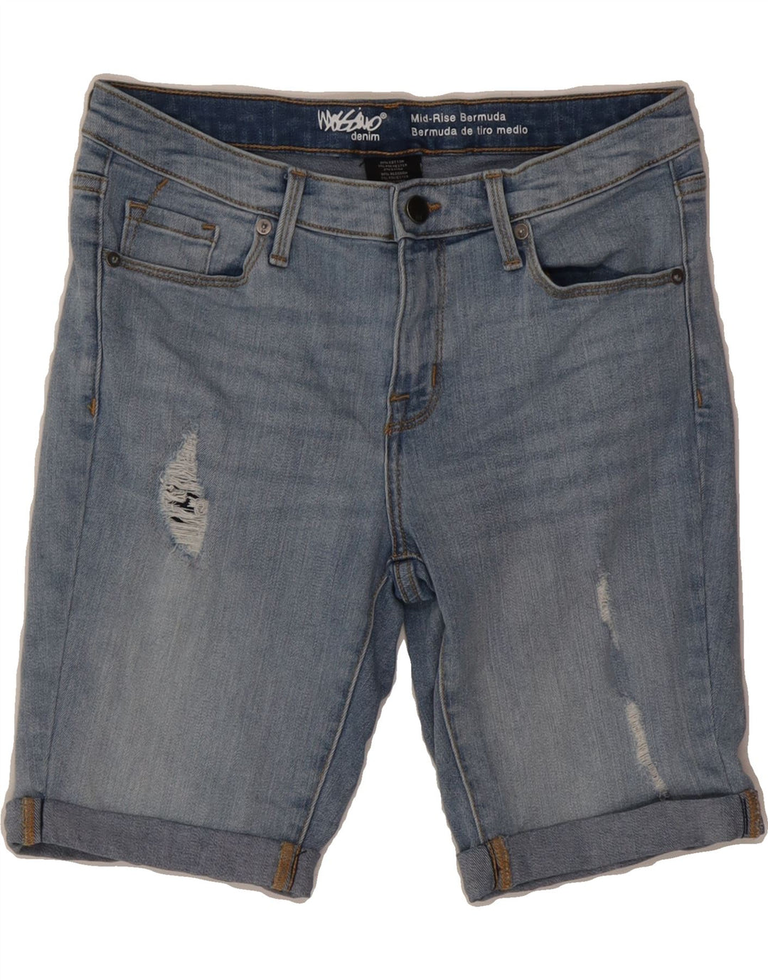 MOSSIMO Womens Mid Rise Bermuda Denim Shorts US 6 Medium W28  Blue Cotton Vintage Mossimo and Second-Hand Mossimo from Messina Hembry 