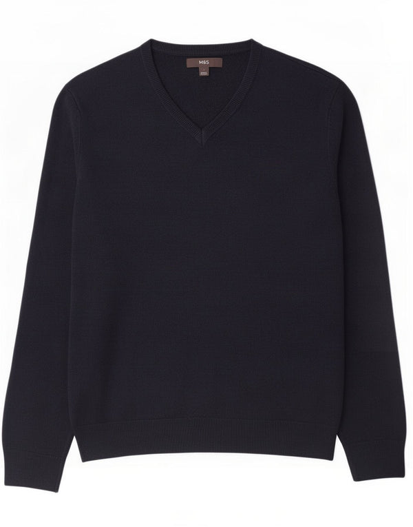 Marks & Spencer Herren-Pullover mit V-Ausschnitt, groß, Marineblau