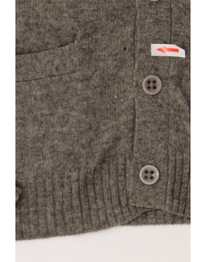 Penguin Herren-Strickjacke aus mittelgrauer Lammwolle