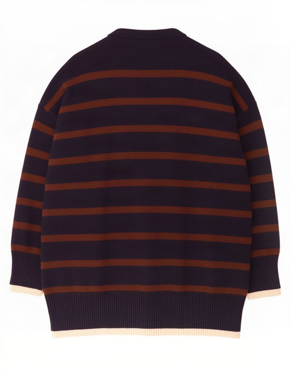 Zara Damen Longline-Cardigan-Pullover UK 10 Small Marineblau gestreift