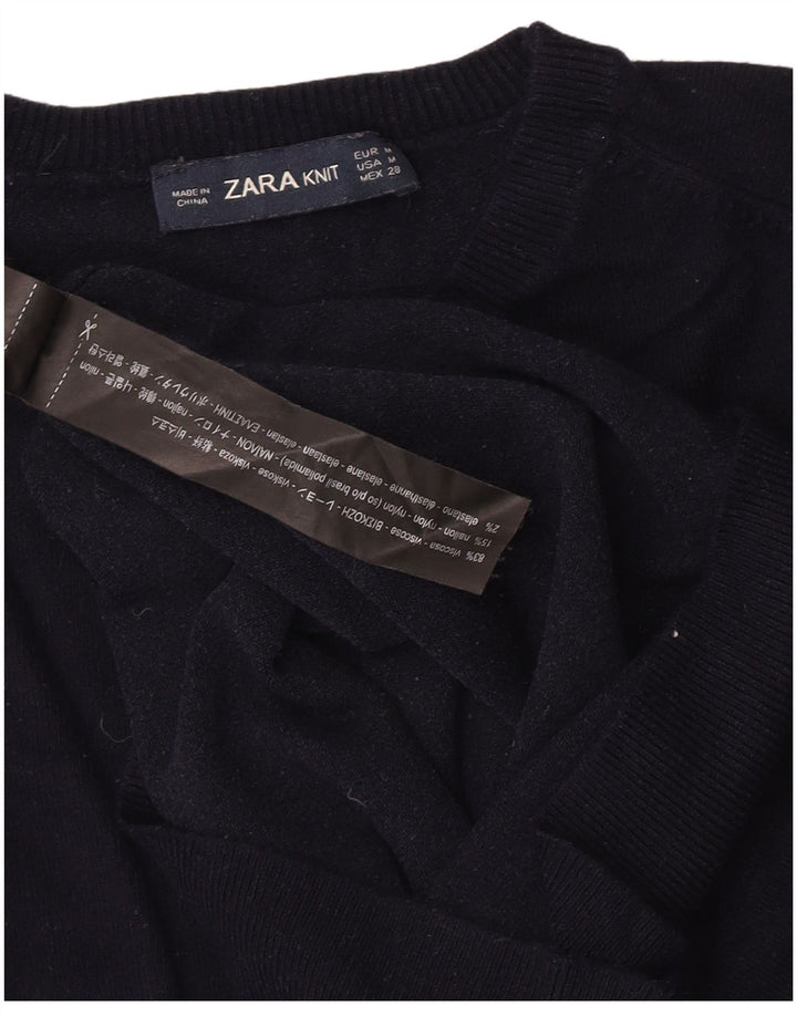 Zara Damen-Pullover mit Rundhalsausschnitt, UK 12, mittlere marineblaue Viskose