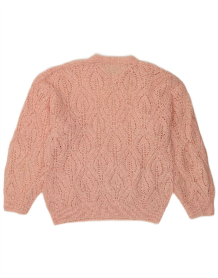 Vintage Damen Pullover mit Rundhalsausschnitt UK 14 Mittelrosa