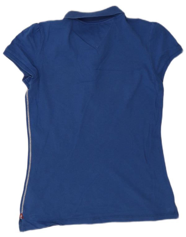 Tommy Hilfiger Damen Poloshirt UK 12 Mittelblaue Baumwolle