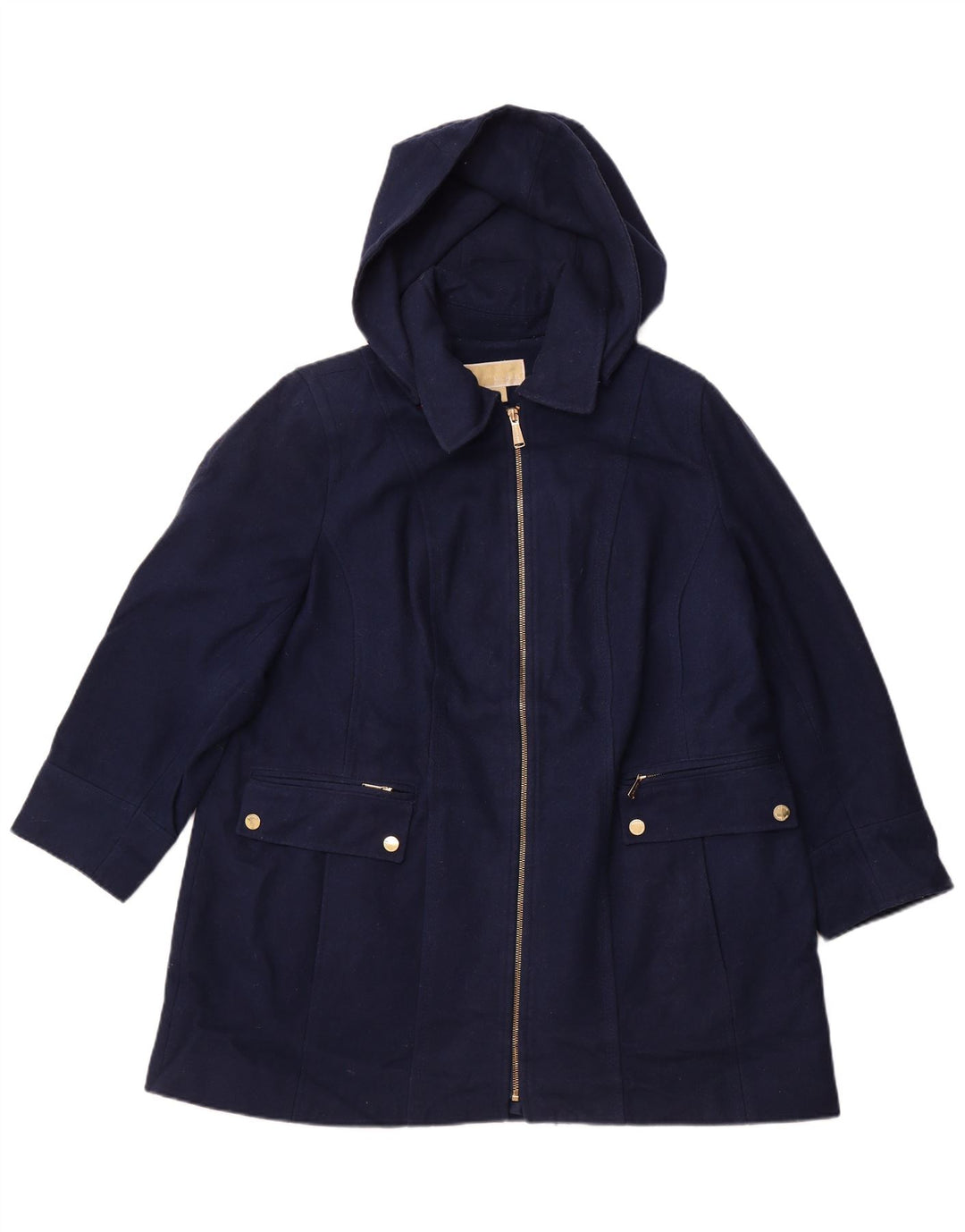 MICHAEL KORS Damen Kapuzenmantel UK 18 XL Marineblaue Wolle