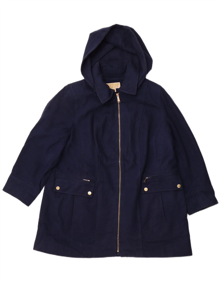 MICHAEL KORS Damen Kapuzenmantel UK 18 XL Marineblaue Wolle