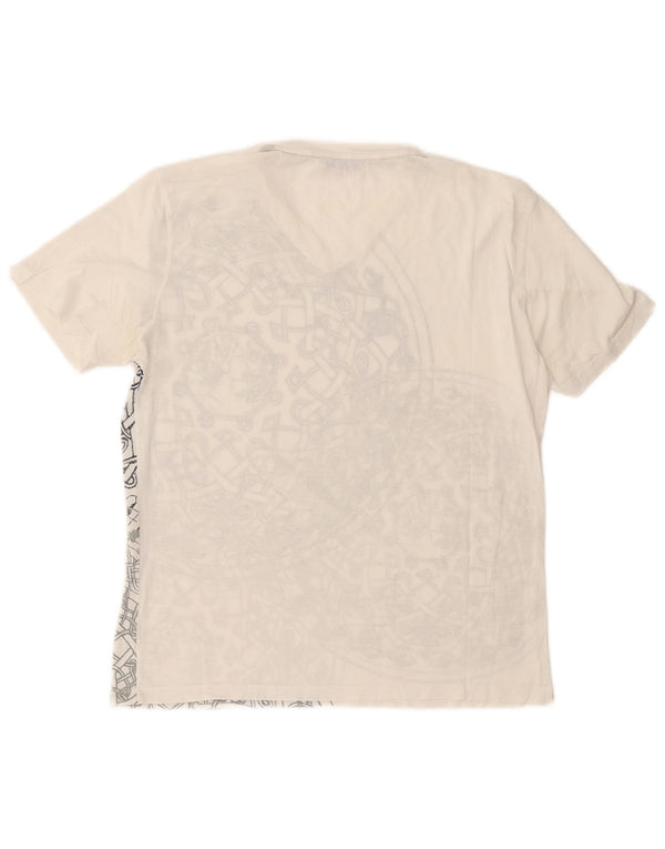 Trussardi Damen Grafik-T-Shirt-Oberteil UK 14 Large Weiß Geometrisch