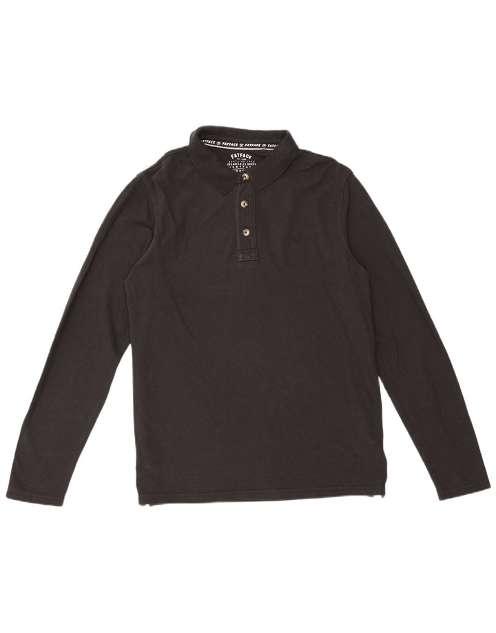 Fat Face Herren-Langarm-Poloshirt, groß, schwarze Baumwolle