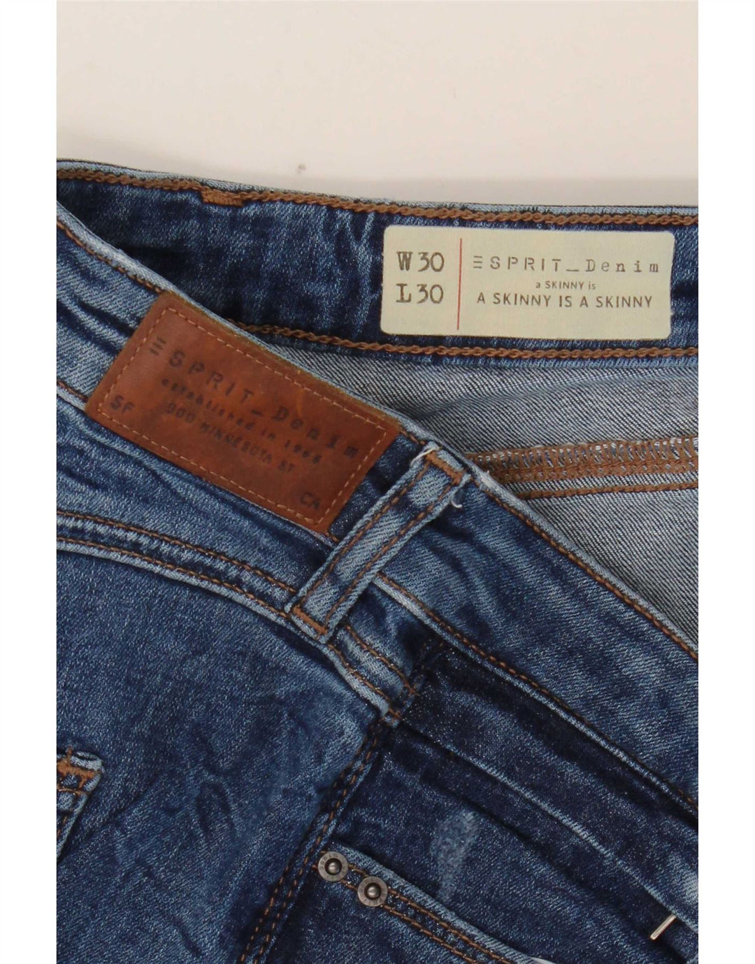 Esprit Damen Skinny Jeans W30 L30 Blaue Baumwolle