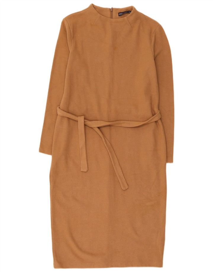 Marks & Spencer Damen Pulloverkleid UK 12 Mittelbraune Baumwolle