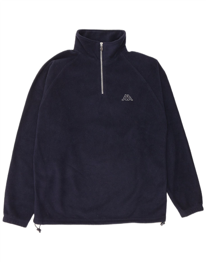 KAPPA Herren-Fleecepullover mit Reißverschluss am Hals, groß, marineblaues Polyester