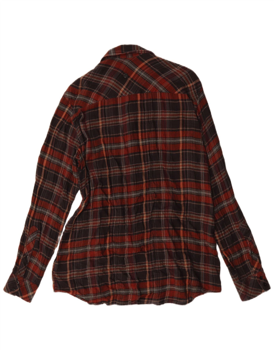Trussardi Longline-Hemd für Damen, UK 14, mittleres Burgunderrot, kariert