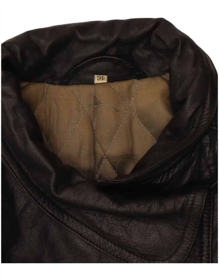 Vintage Damen Lederjacke IT 46 Large Schwarz
