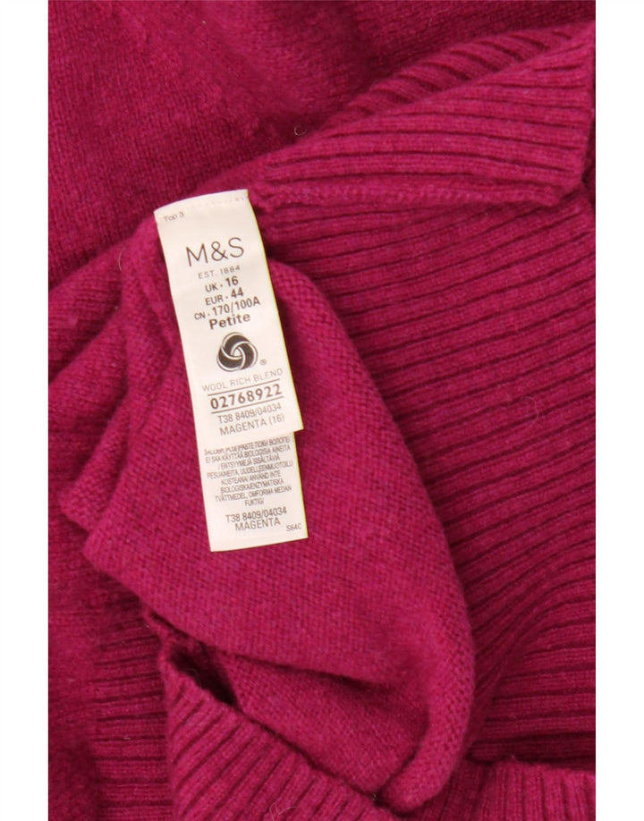 Marks & Spencer Rollkragenpullover für Damen, UK 16, Größe L, Rosa, Lammwolle