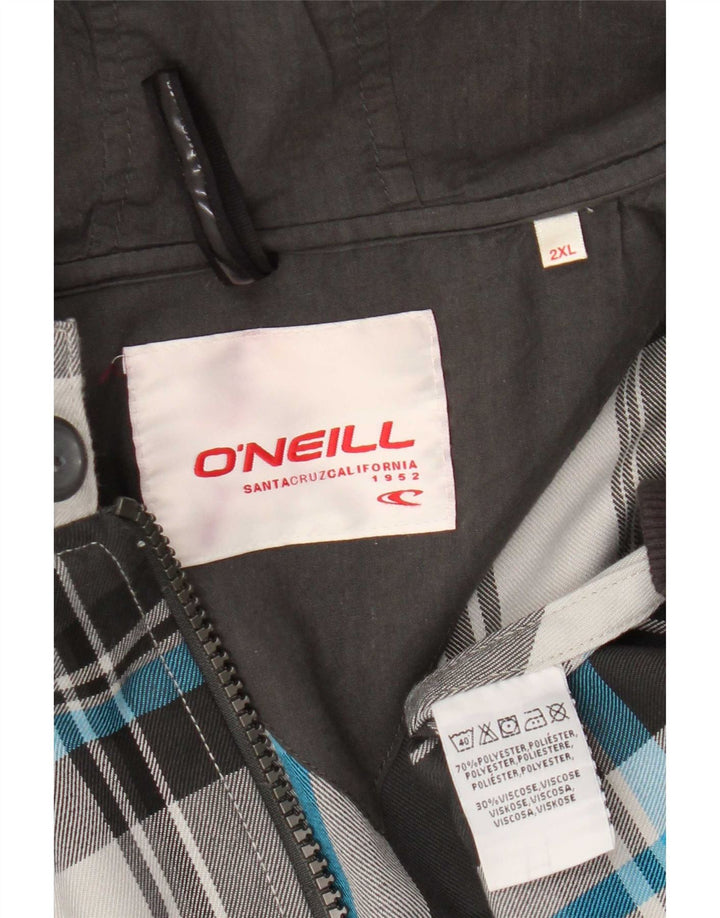 O'Neill Herren-Bomberjacke mit Kapuze, UK 44 2XL, grau kariertes Polyester