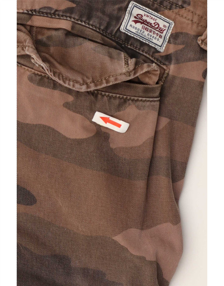 Superdry Herren-Cargoshorts, Größe L, W36, braune Camouflage-Baumwolle