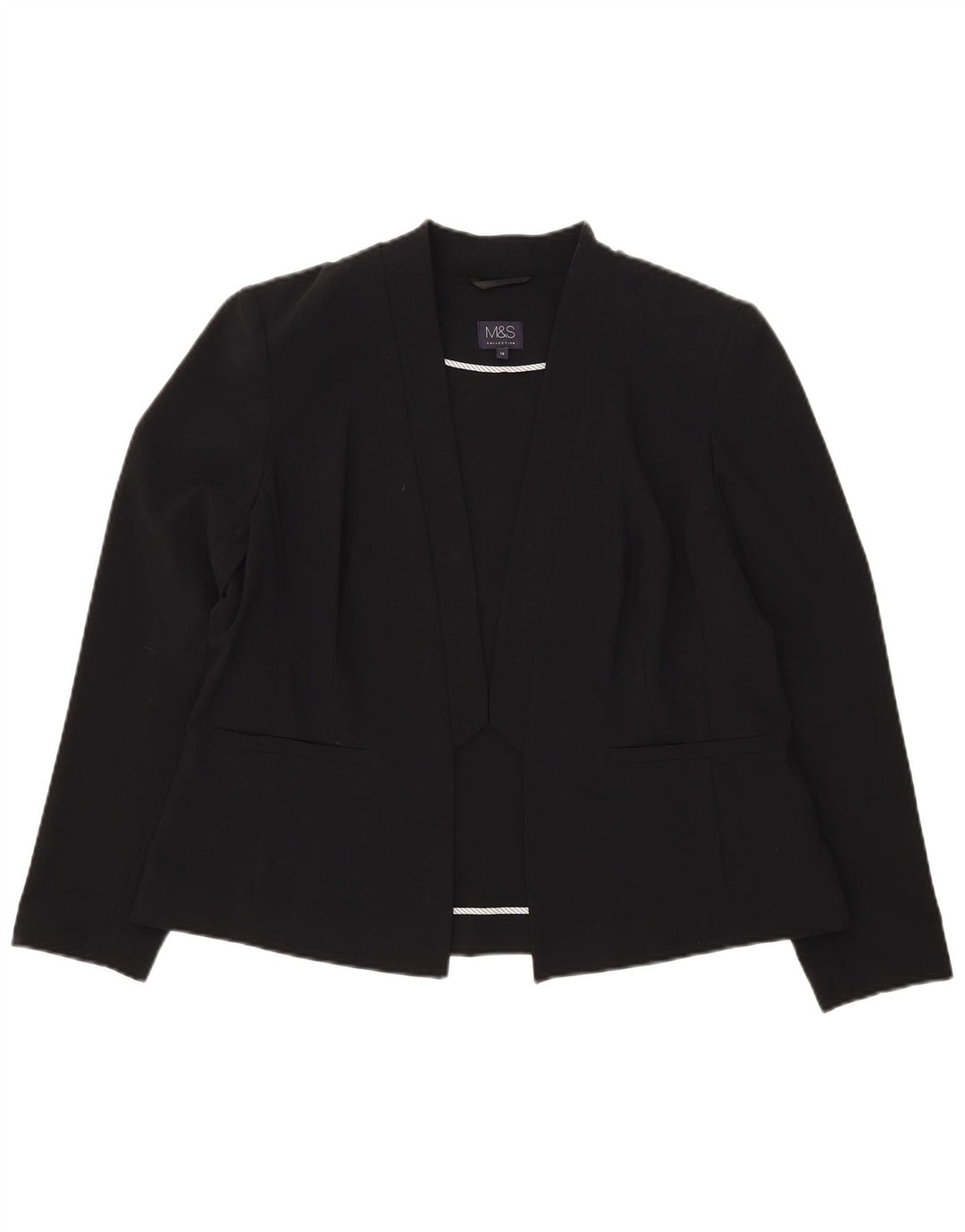 Marks & Spencer Womens Open Blazer Jacke UK 18 XL Schwarz Polyester