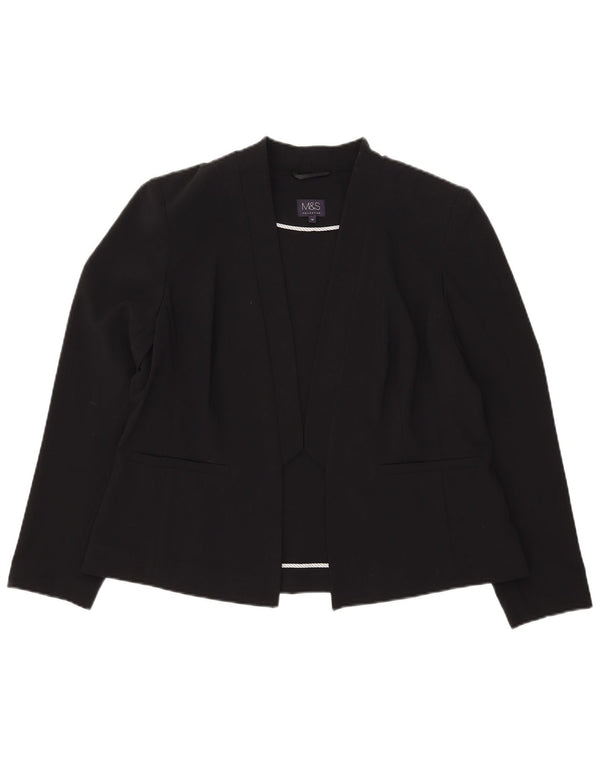 Marks & Spencer Womens Open Blazer Jacke UK 18 XL Schwarz Polyester