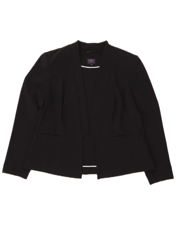 Marks & Spencer Womens Open Blazer Jacke UK 18 XL Schwarz Polyester
