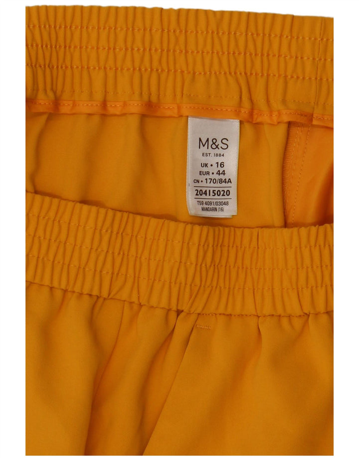 Marks & Spencer Damen gerader Rock UK 16 Large W34 Gelb Polyester