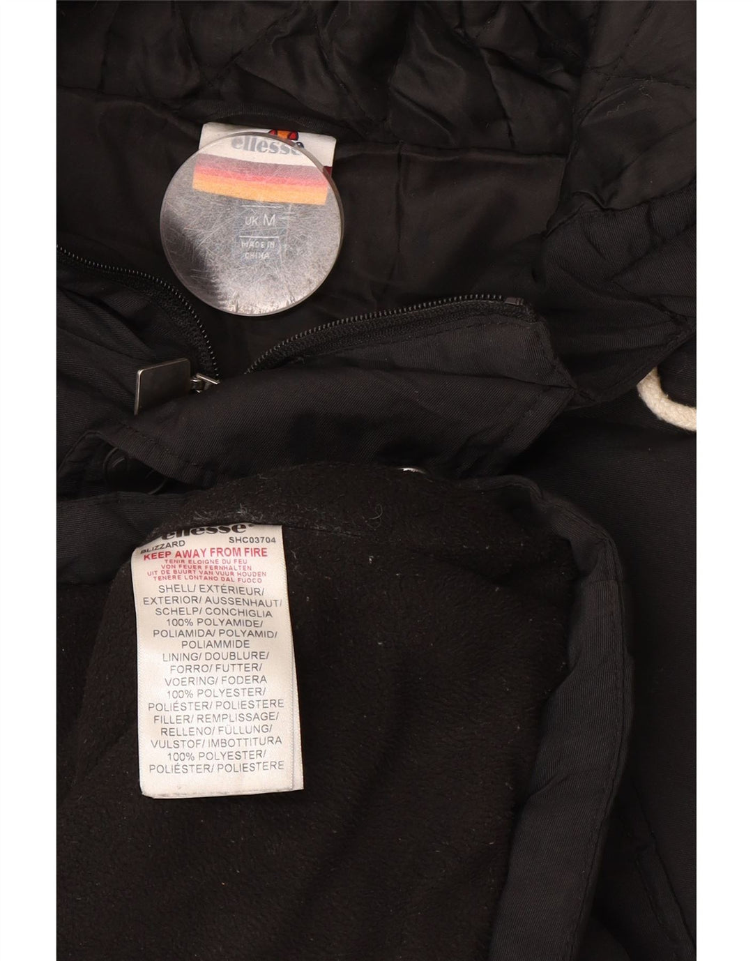 Ellesse Herren-Parkajacke mit Kapuze, UK 38, Mittelschwarz, Polyester